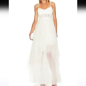 BCBGMaxAzria Corset Tiered Dress in Gardenia NEW #2313